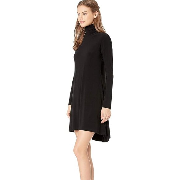 Norma Kamali Long Sleeve Black Turtle Swing Dress Size Large - Picture 4 of 10